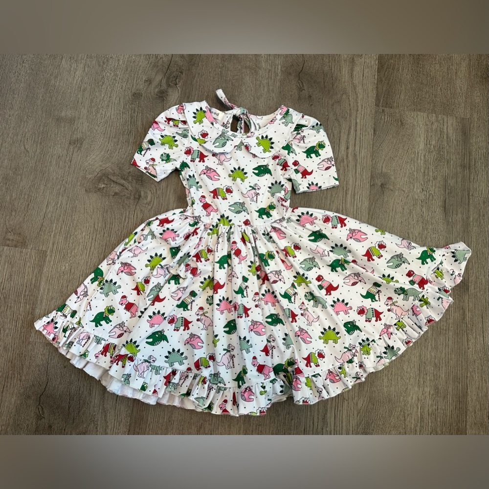 Girlhood Dinosaur Christmas Dress